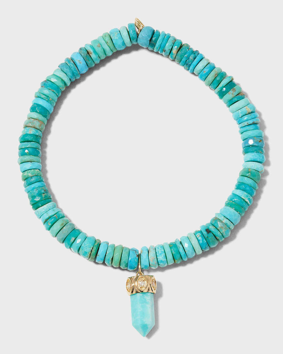 Arizona Turquoise Bracelet with Short Carved Stone Point Charm